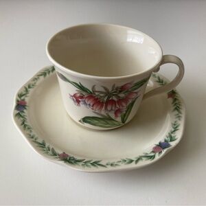 Noritake Porcelain Teacup with Saucer Conservatory 7915 Japan Gala Cuisine Vntg